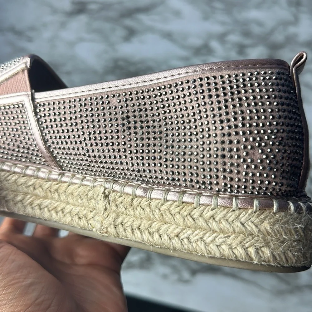Kaari Blue Pink Rhinestone and Woven Slip On Shoes - Picture 11 of 12